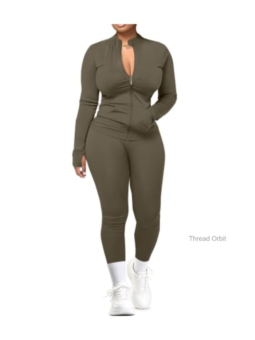 Women's 2 Piece Workout Set Zip Up Top High Waist Leggings Slim Fit